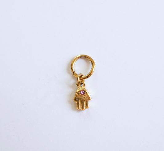 Tiny pink hand charm C35